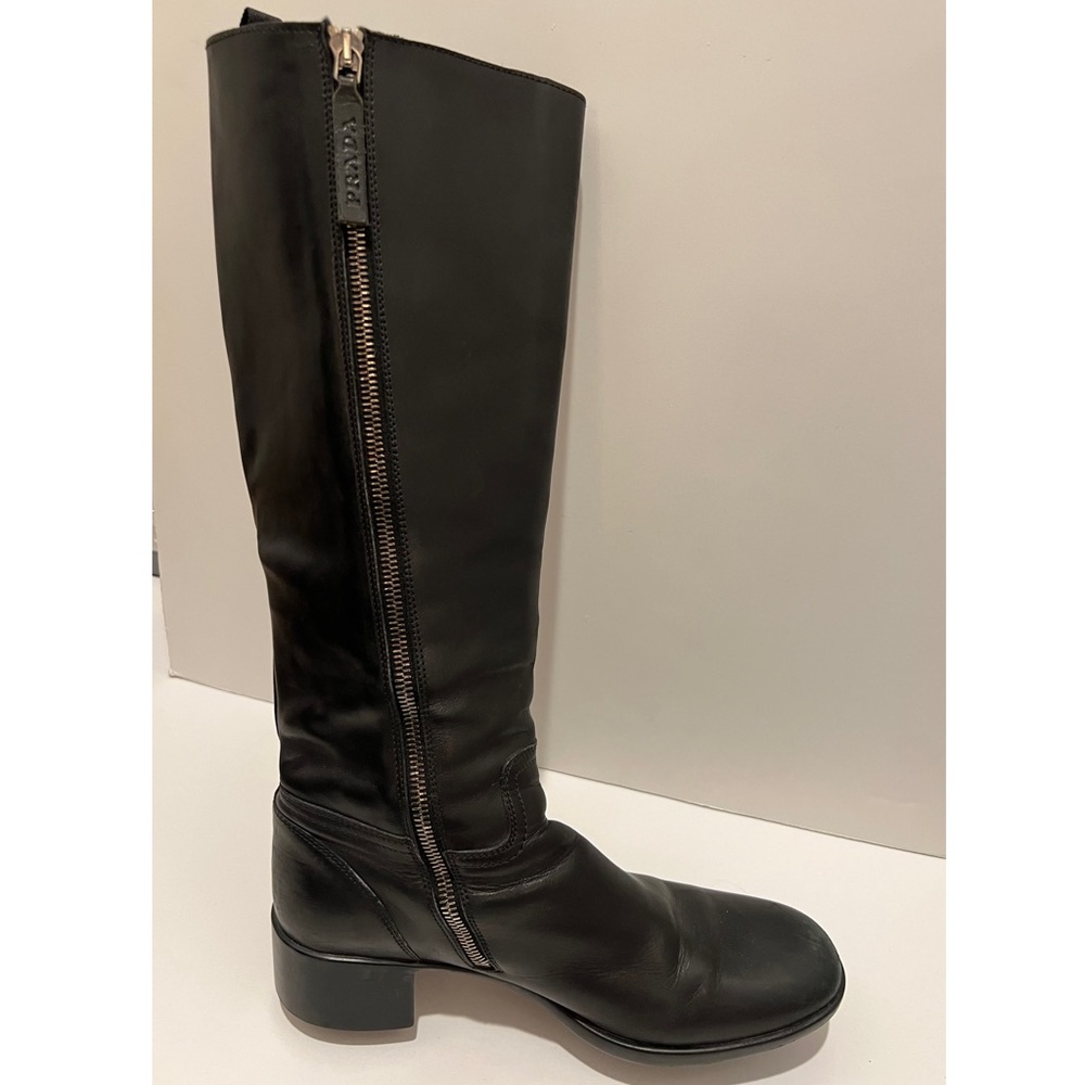 Prada Knee High Black Leather Zip Boots Size 7.5 - Picture 4 of 9